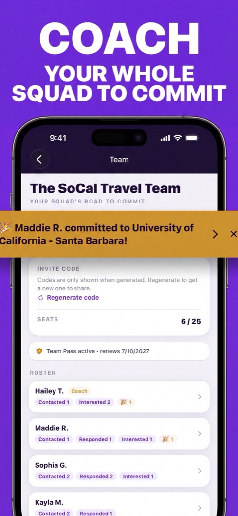Softball Bound screenshot: coach your team's recruiting